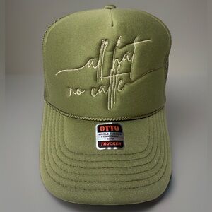 Otto Olive Green All Hat No Cattle Hat Ballcap Adjustable Snapback Foam Front